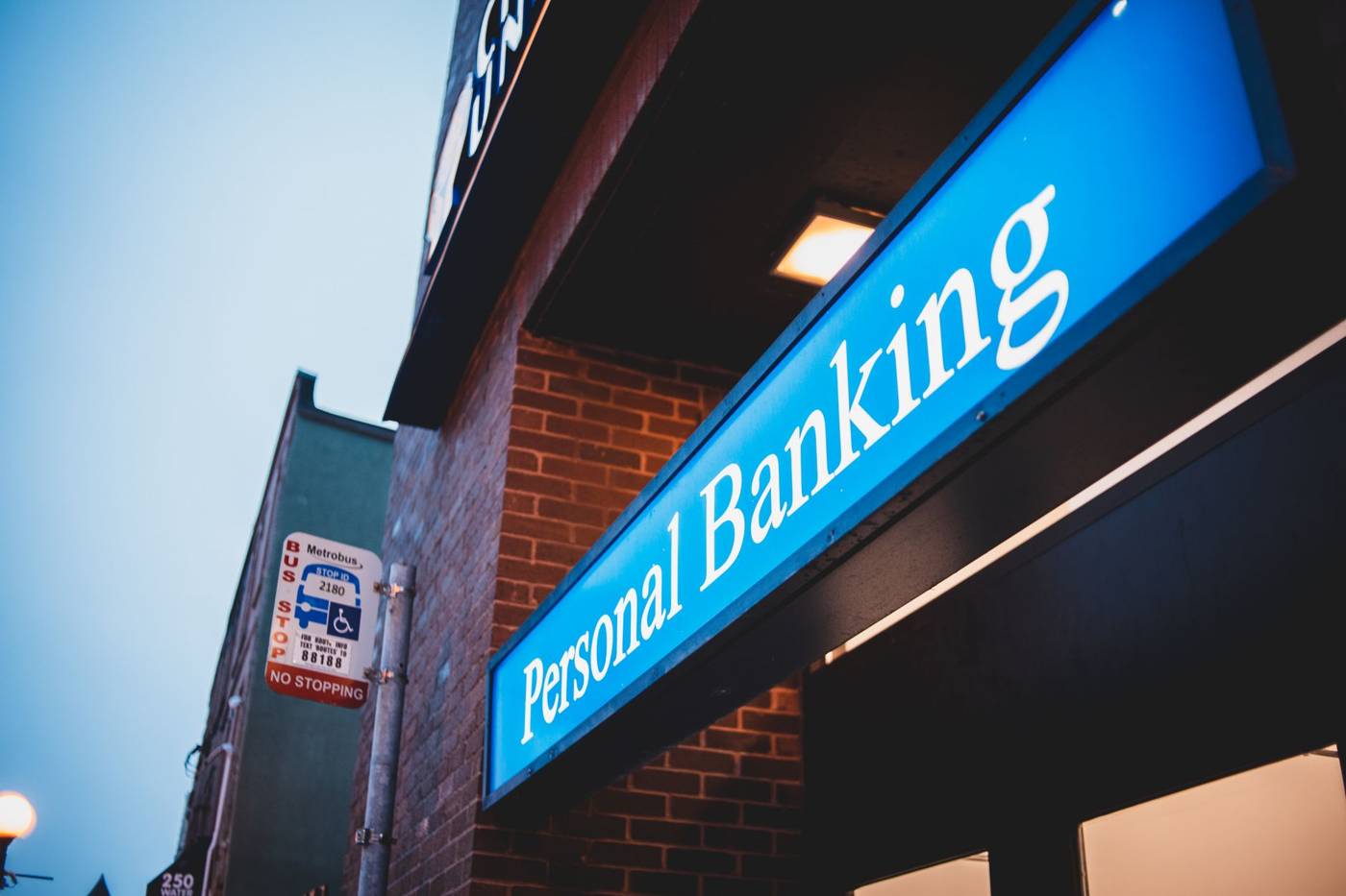 Bank exterior sign
