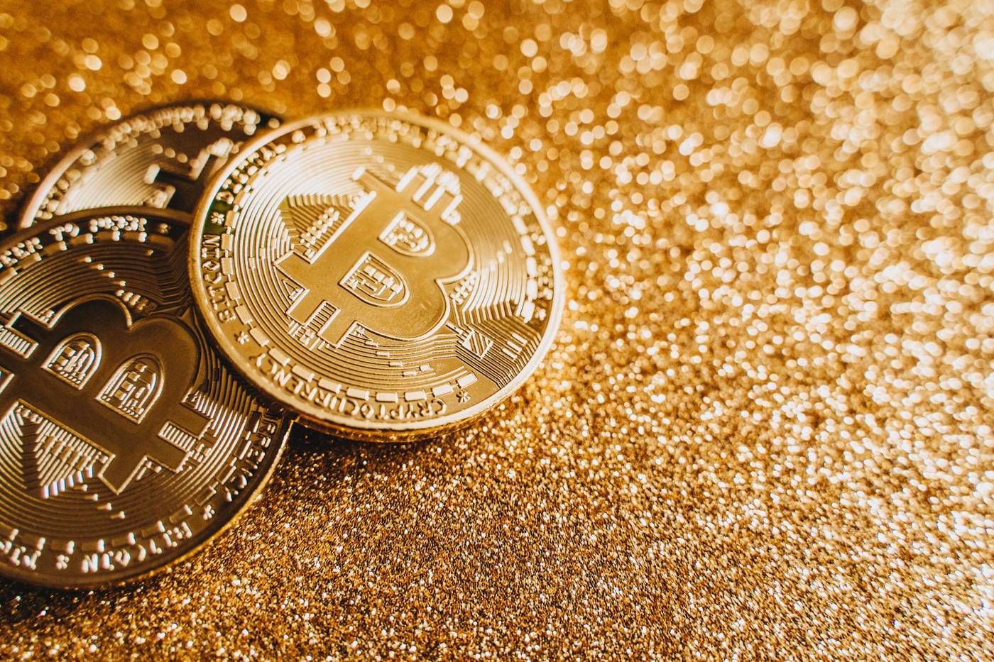 Bitcoin coins closeup
