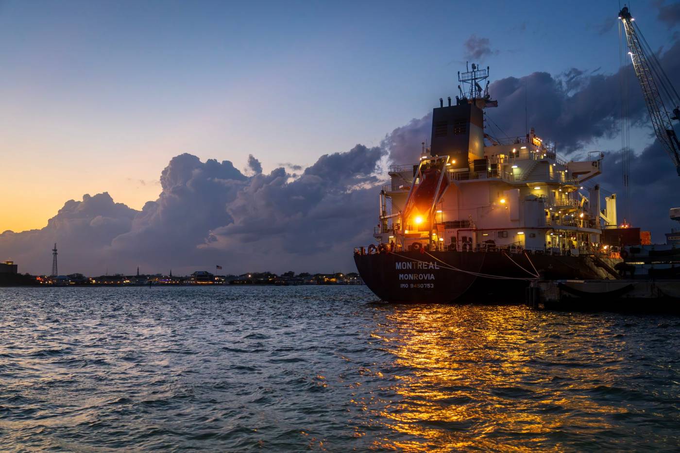 Cargo ship soybeans port