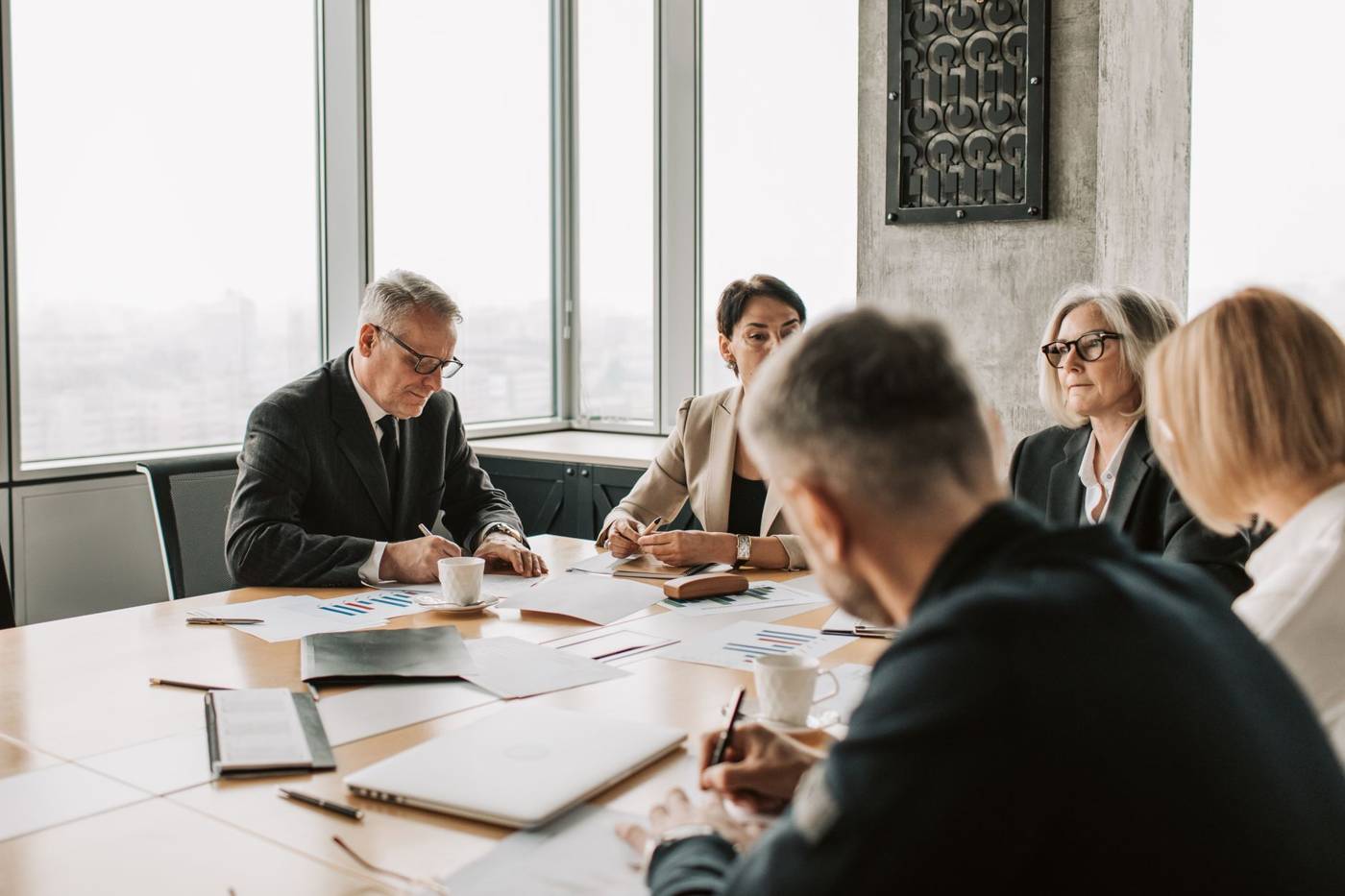 Corporate boardroom meeting
