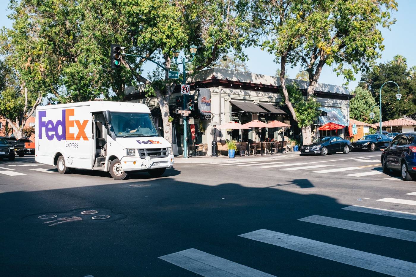 Fedex delivery truck street