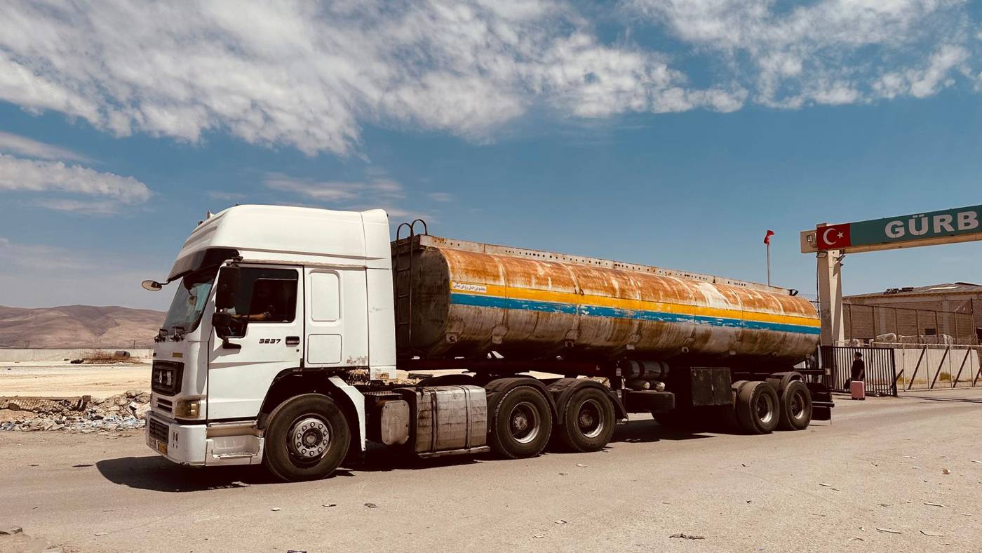 Freight trucks border crossing