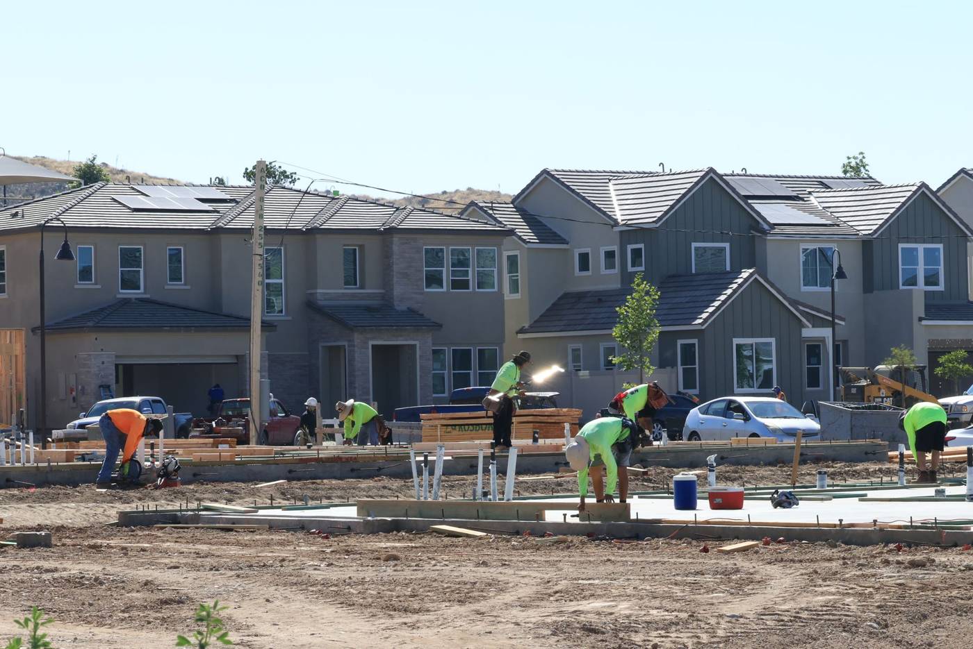 Housing construction site workers