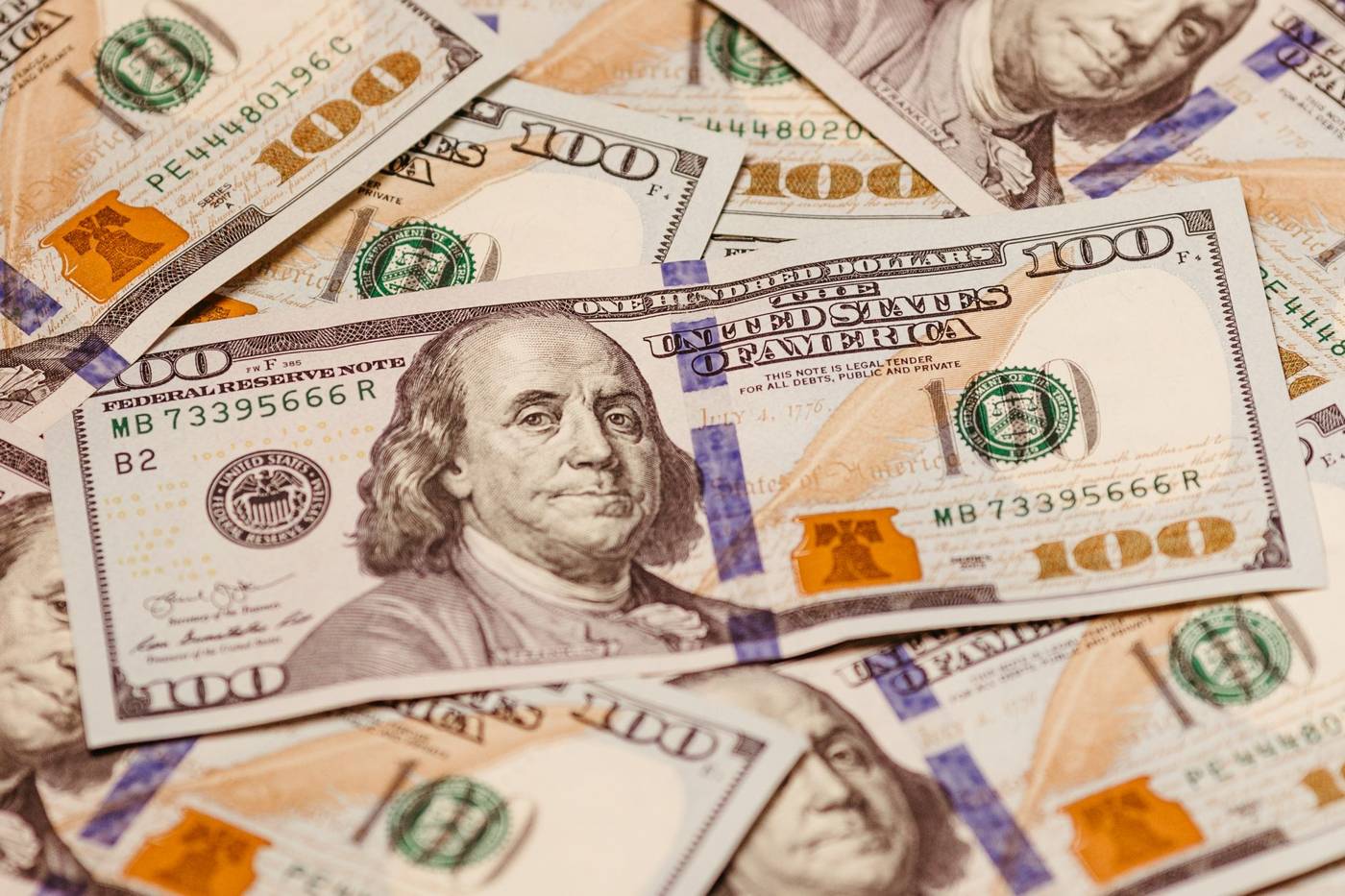 Hundred dollar bills stack