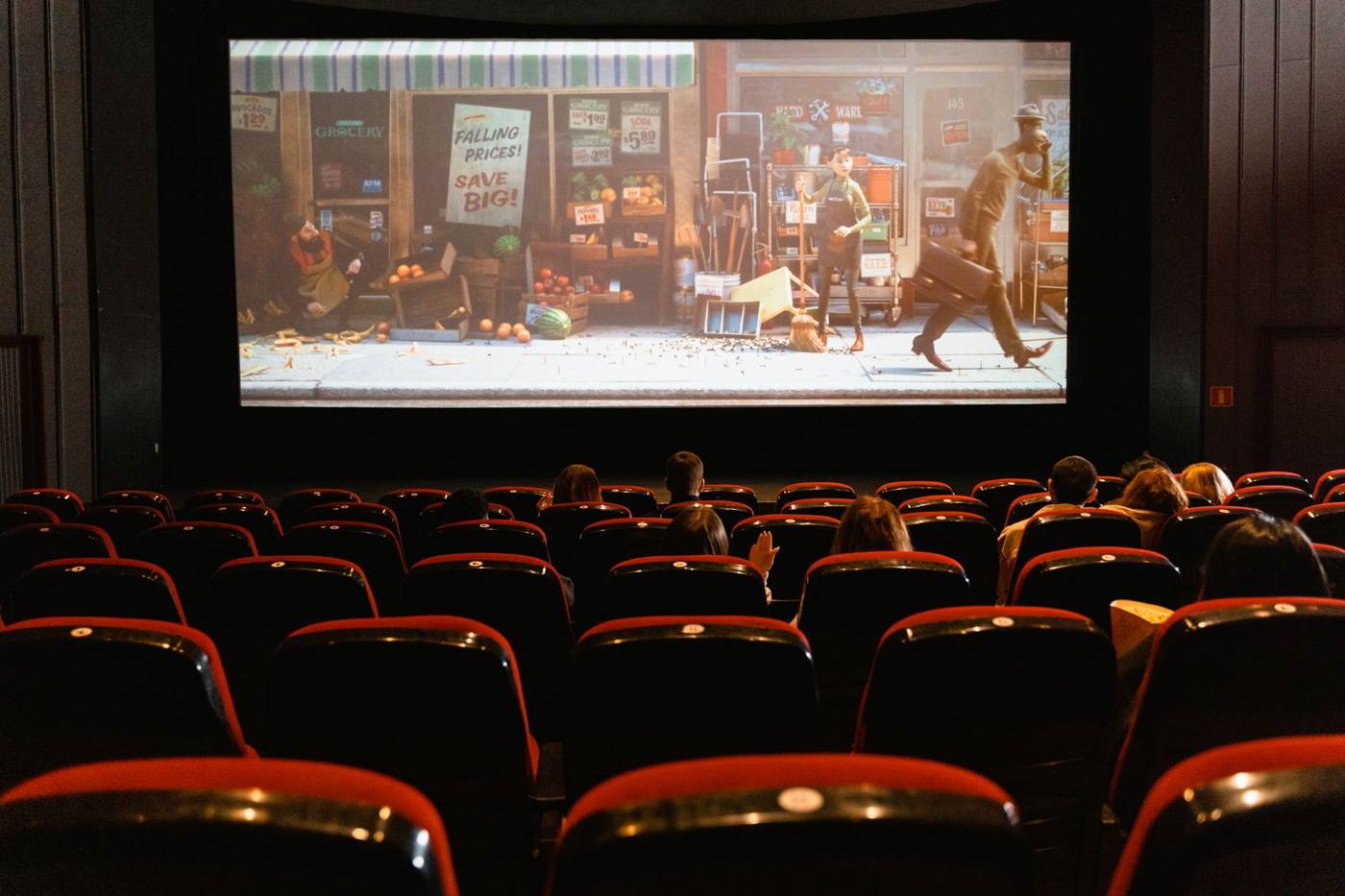 Movie theater lobby crowd